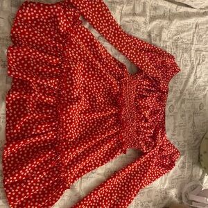 Red dress with flower patterns